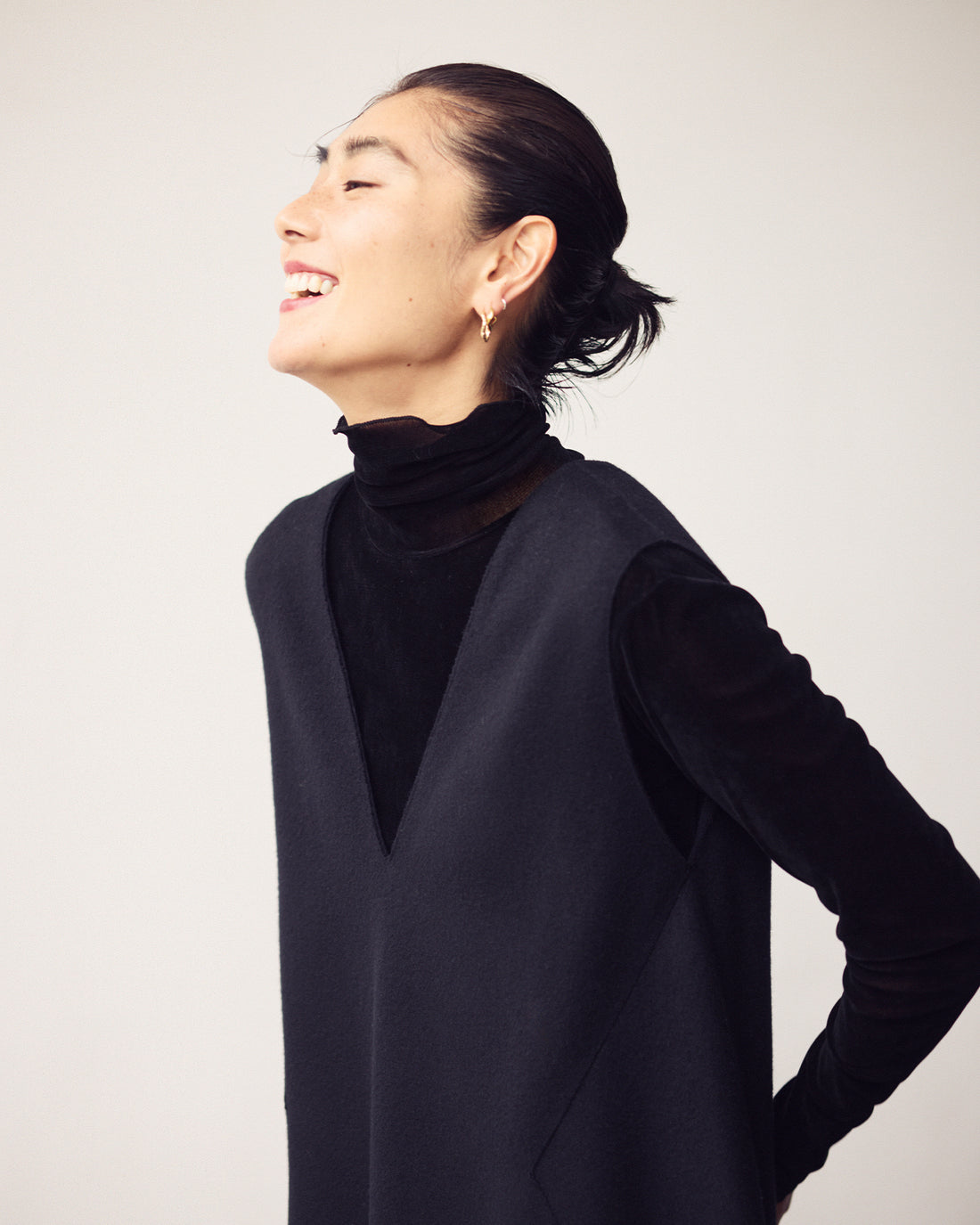 Velour-like turtleneck pullover