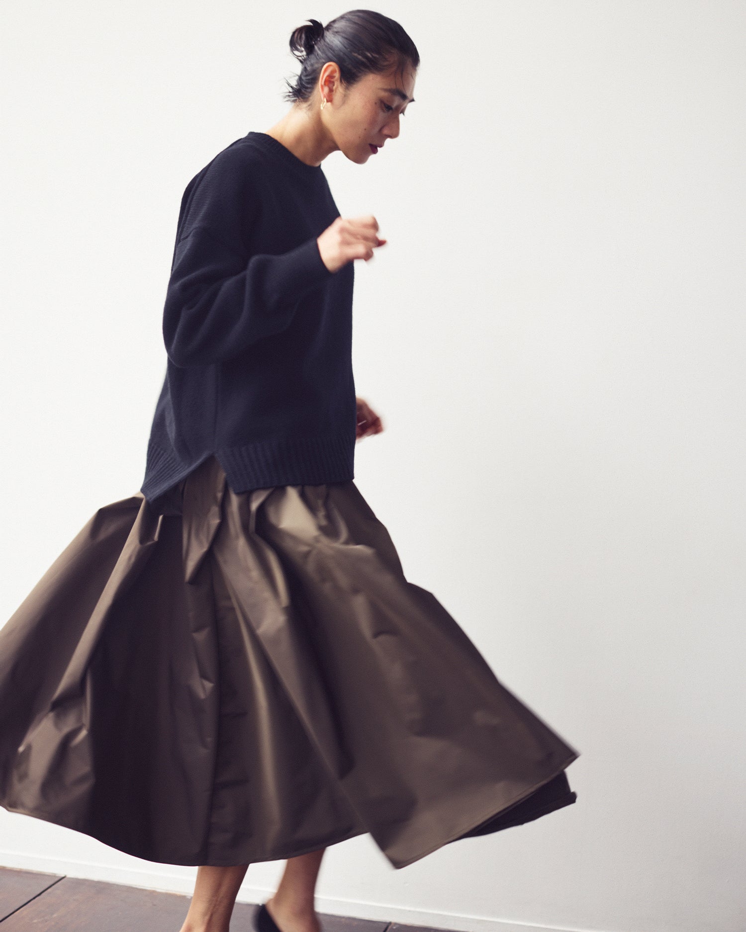 ランダムタックスカート<カーキ>