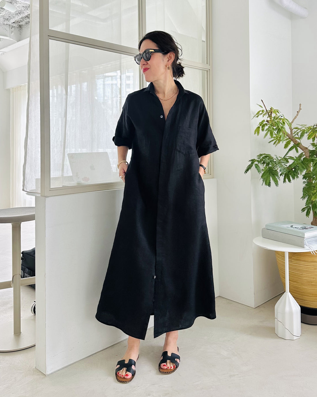 【受注販売】TICCA for AMARC リネンテント半袖シャツワンピース