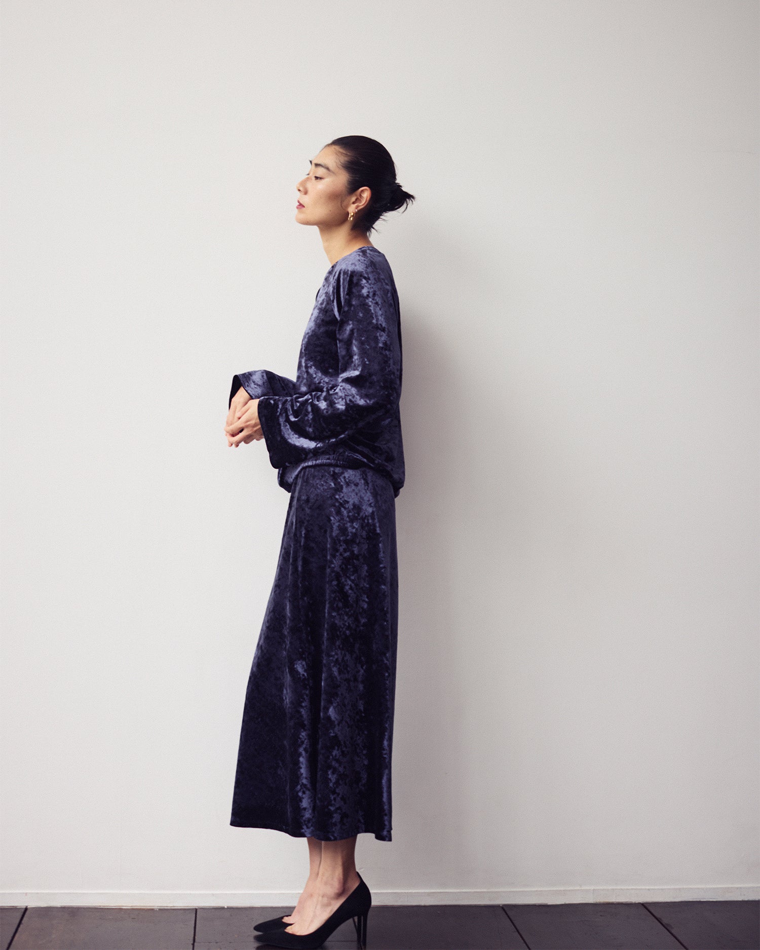 ベロアスカート<ネイビー>