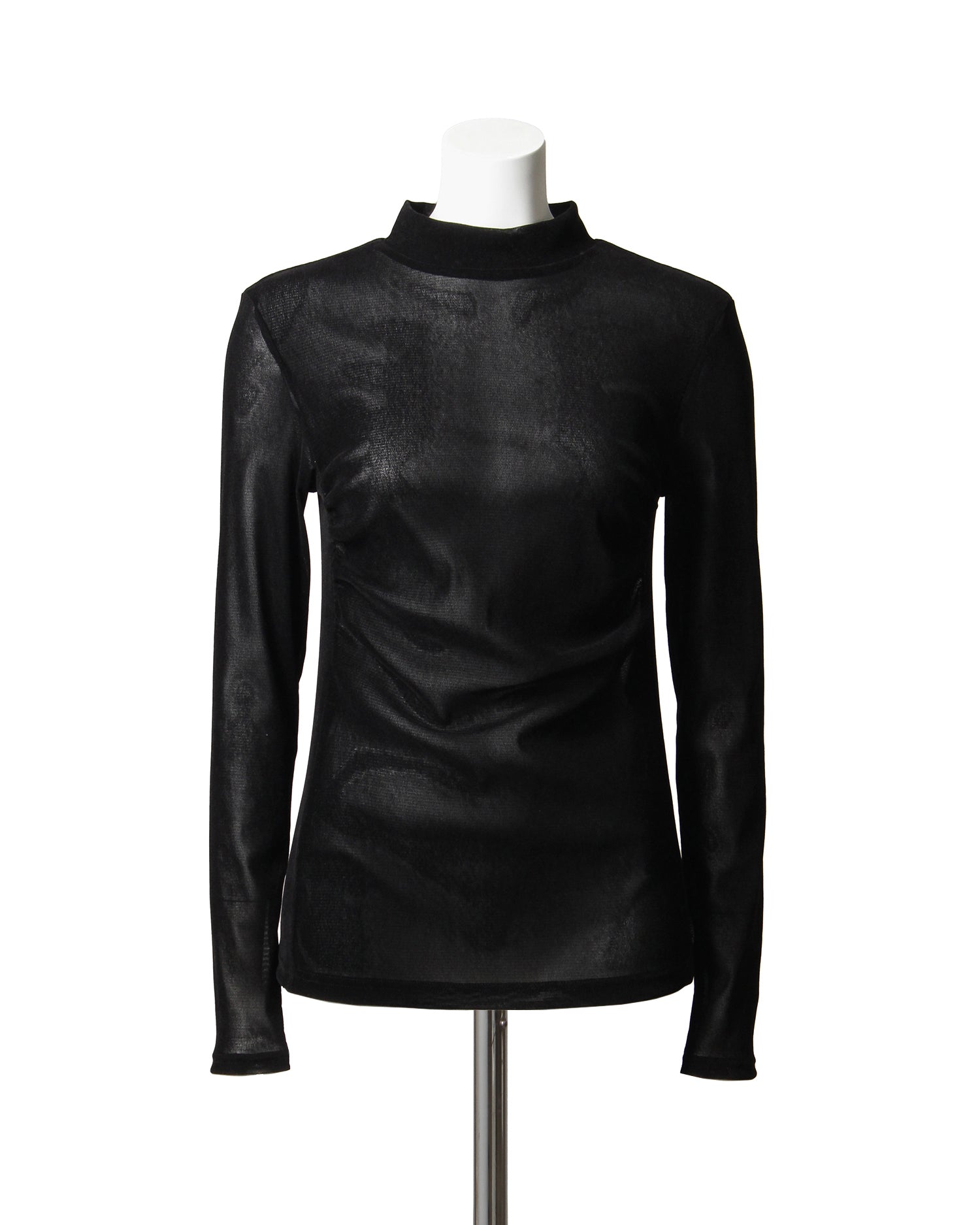 Flocked tulle pullover (black)