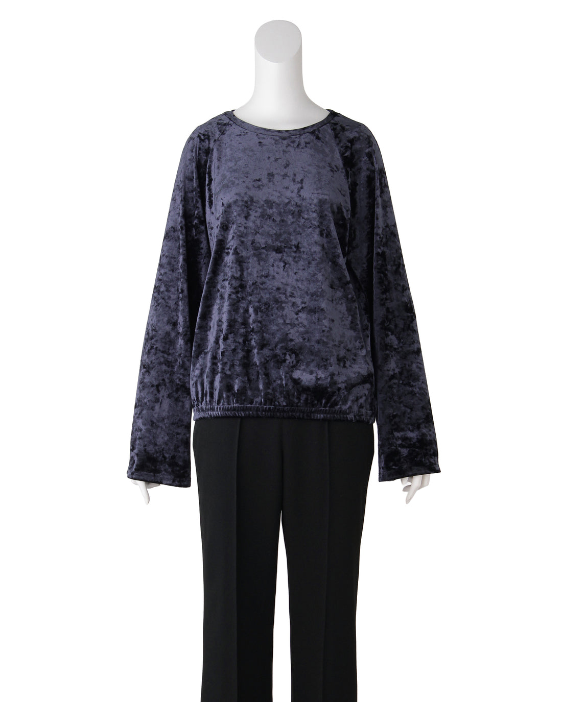 Velour crew neck pullover (navy)