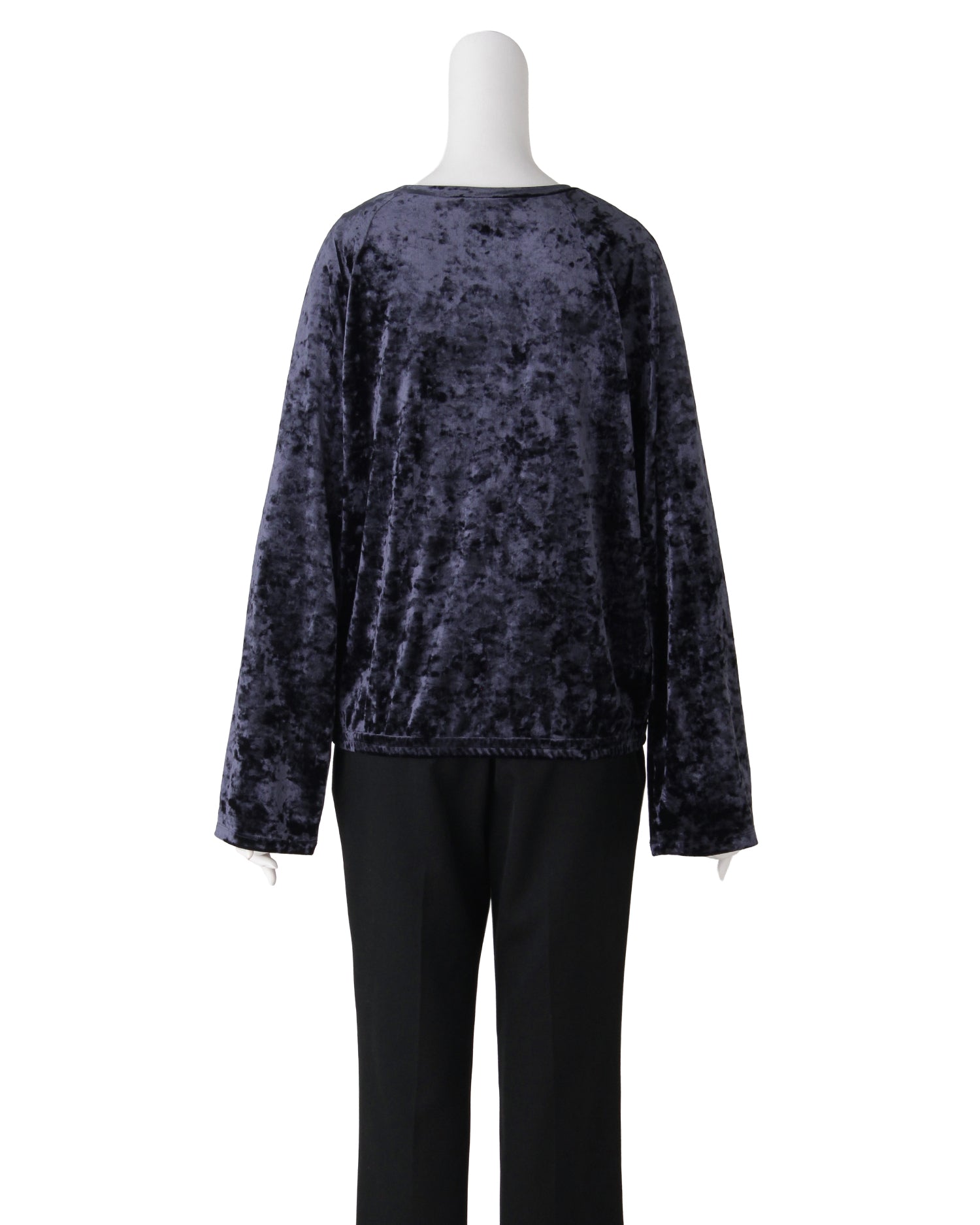 ベロアクルーネックプルオーバー<ネイビー>