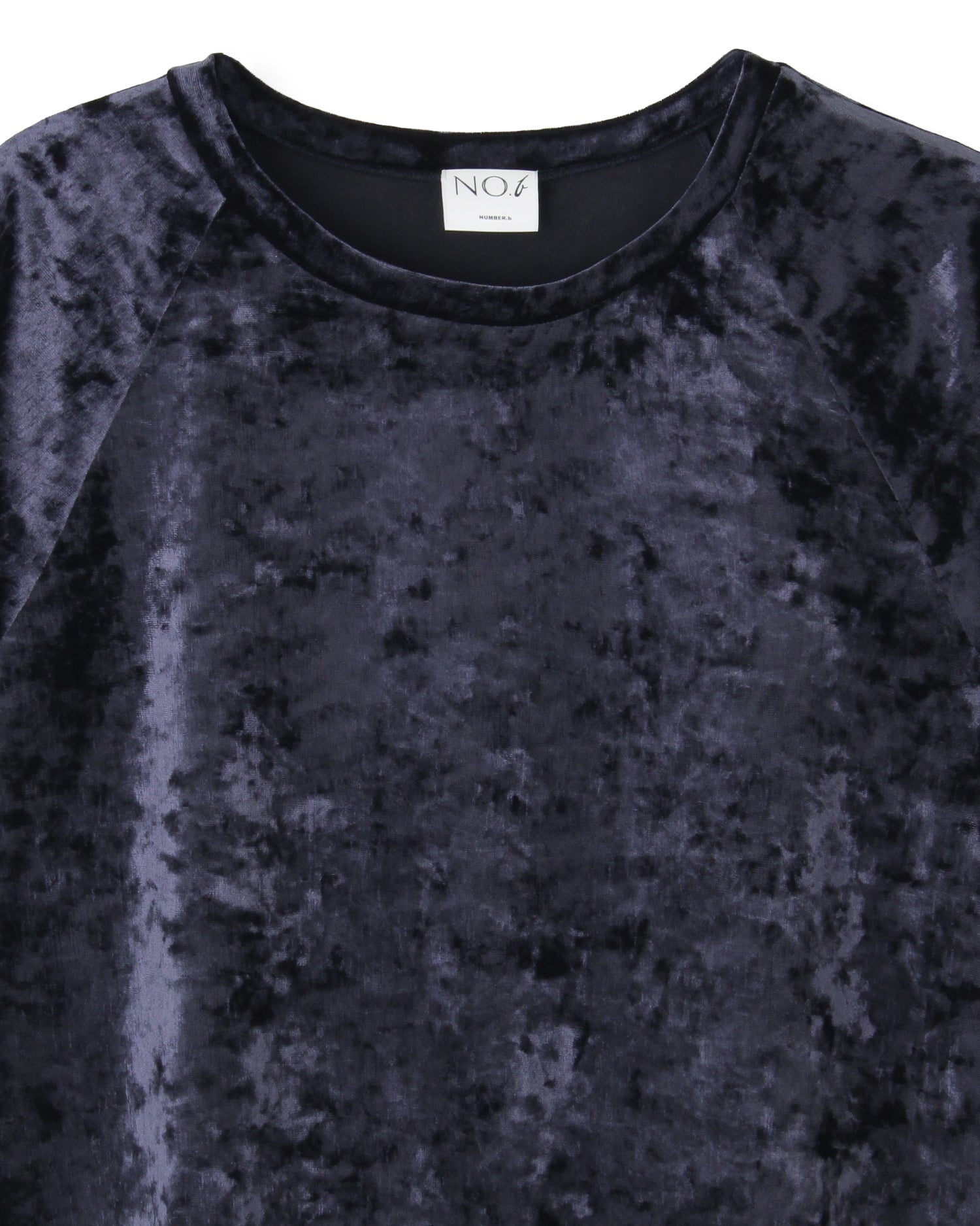 ベロアクルーネックプルオーバー<ネイビー>