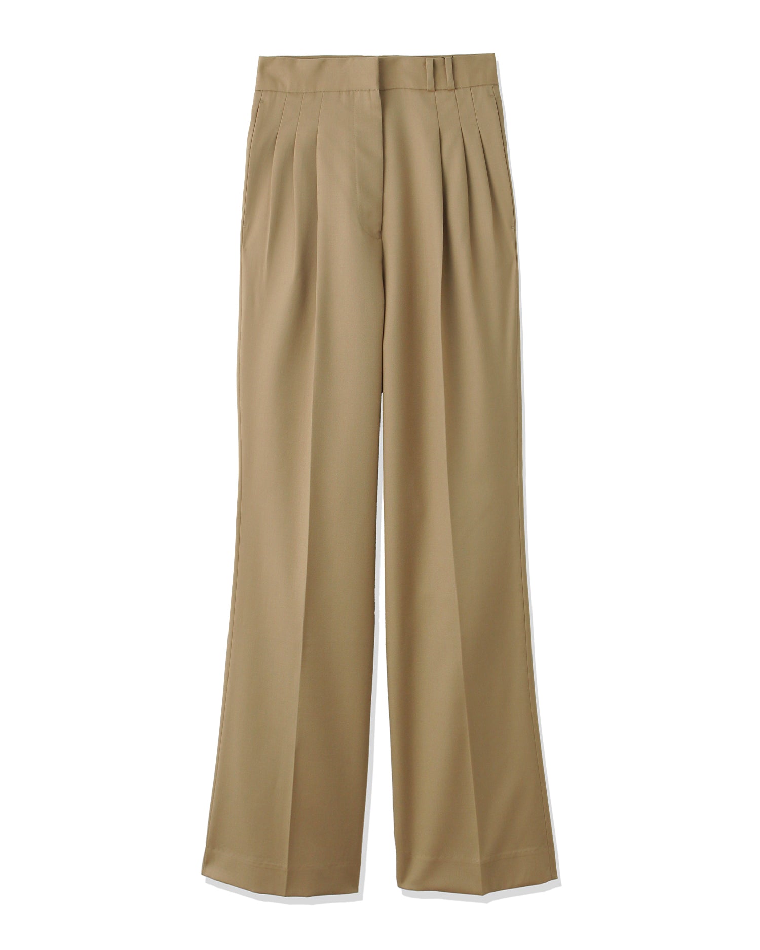 Semi-wide pleated pants &lt;camel&gt;