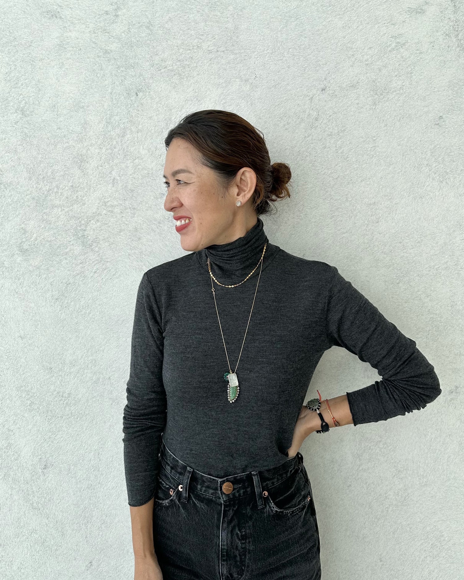 Turtleneck cut and sew (charcoal gray)