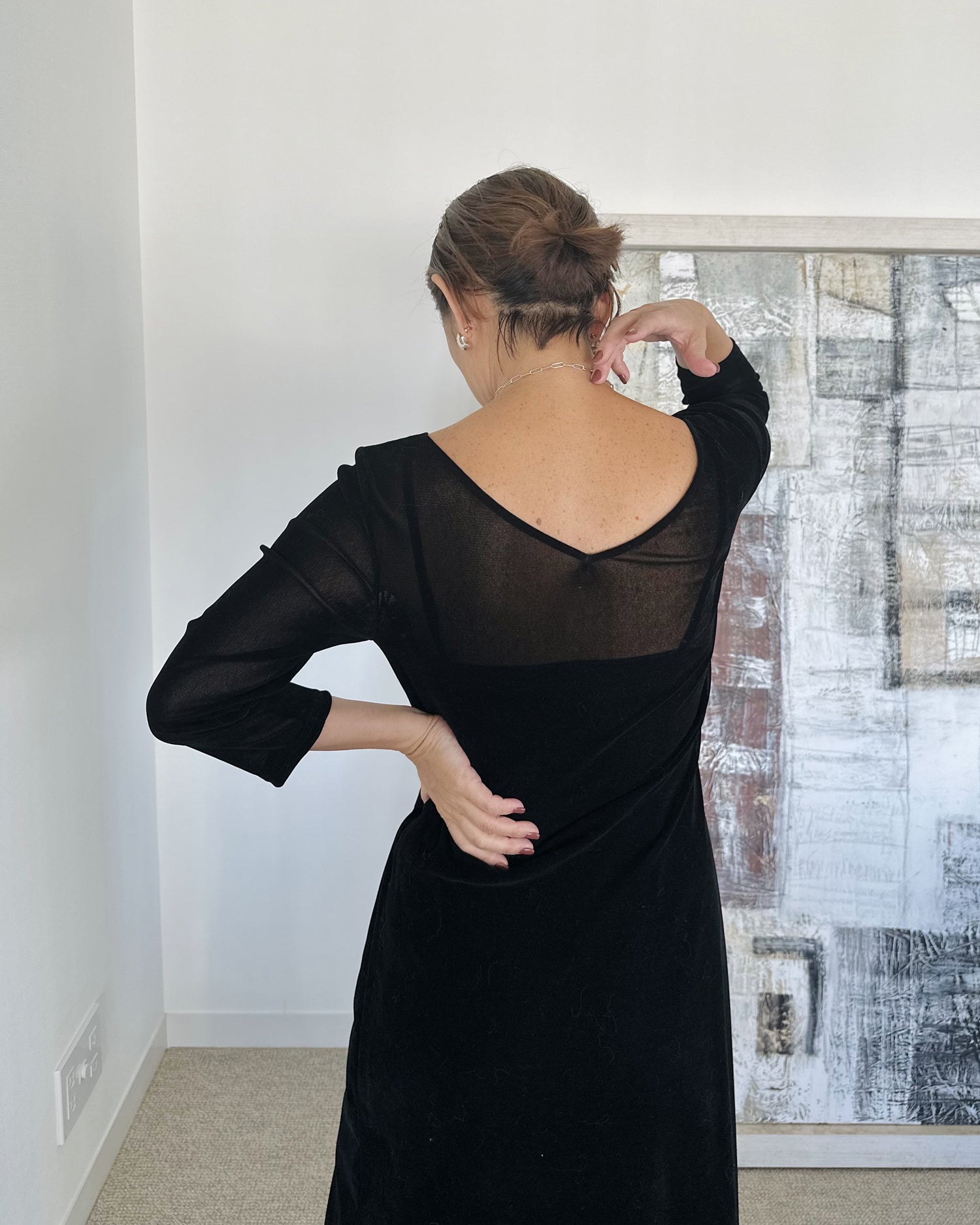 Flocked tulle dress