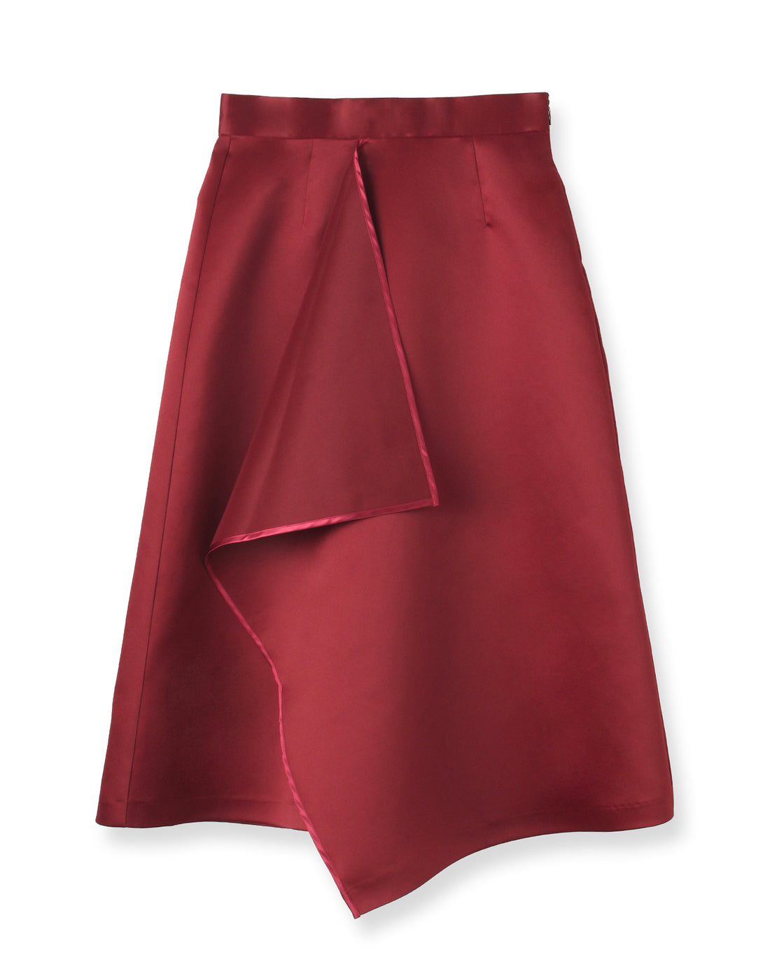 Asymmetrical satin skirt &lt;Red&gt;