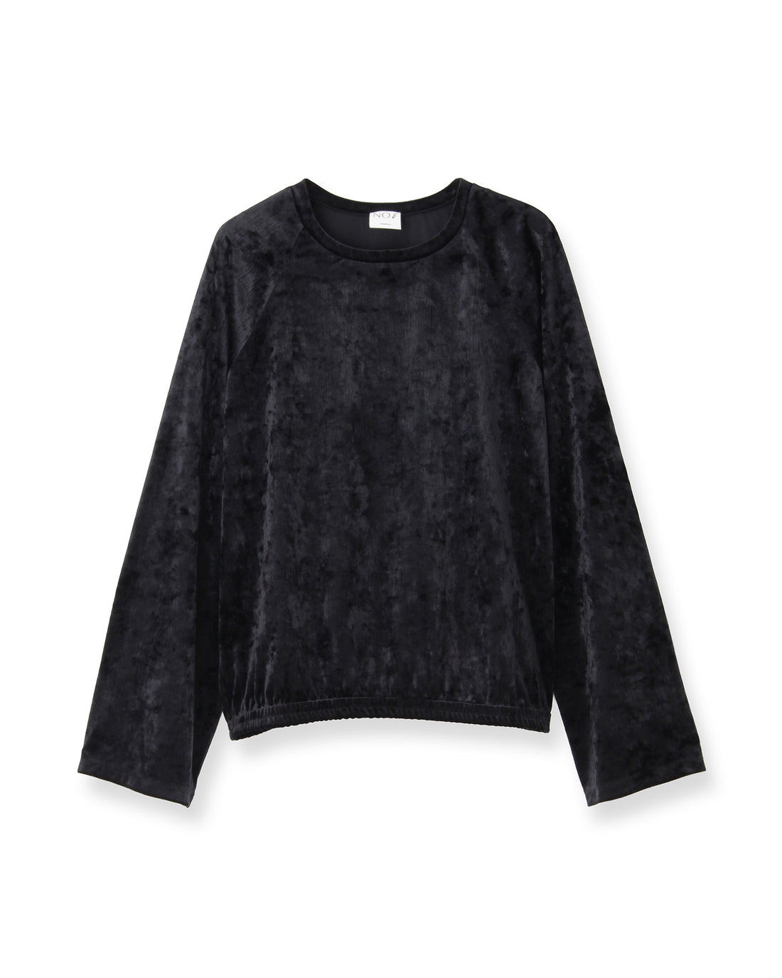 Velour crew neck pullover (black)