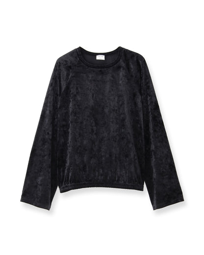 ベロアクルーネックプルオーバー＜ブラック＞