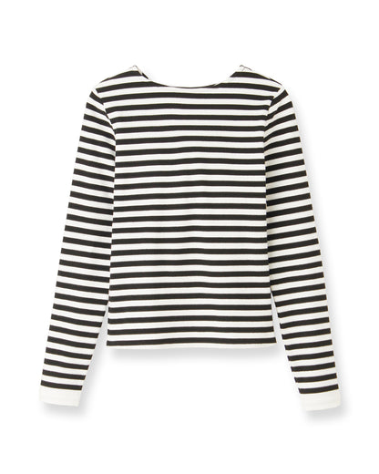 ジャージーカットソー＜ブラック×ホワイト＞