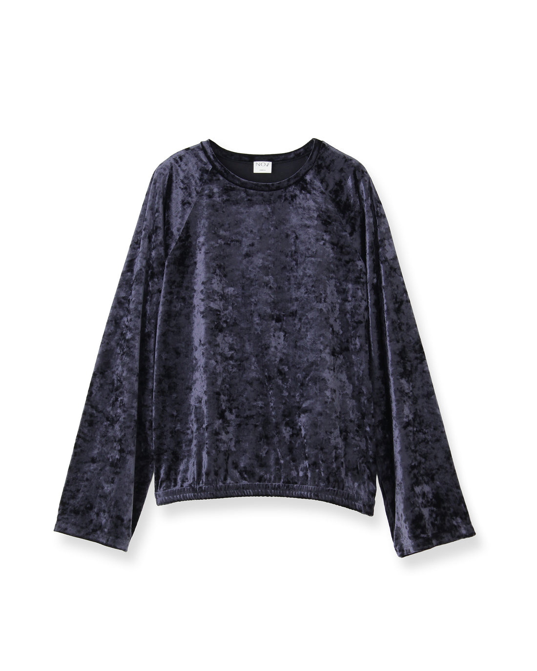 Velour crew neck pullover (navy)