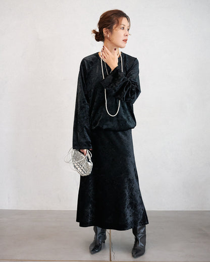 ベロアスカート＜ブラック＞