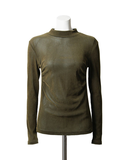 Flocked tulle pullover (olive green)