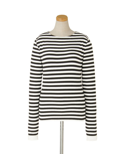 ジャージーカットソー＜ブラック×ホワイト＞