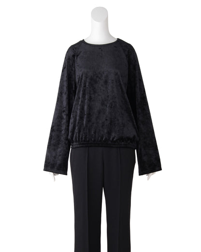 ベロアクルーネックプルオーバー＜ブラック＞