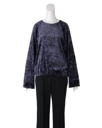 ベロアクルーネックプルオーバー＜ネイビー＞