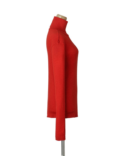 [New Color] Turtleneck Cut-and-Sew <red></red>