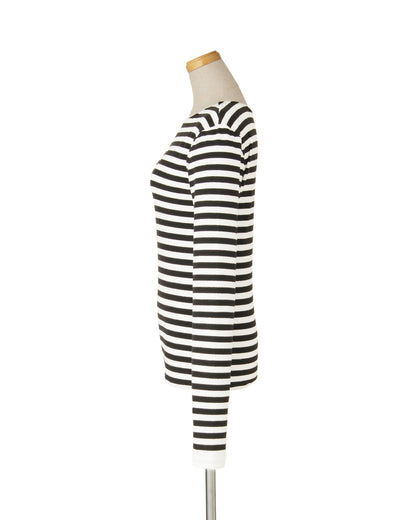 ジャージーカットソー＜ブラック×ホワイト＞