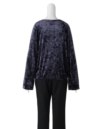 ベロアクルーネックプルオーバー＜ネイビー＞