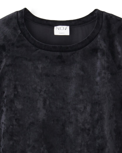 ベロアクルーネックプルオーバー＜ブラック＞