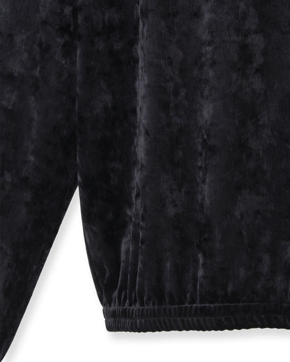 ベロアクルーネックプルオーバー＜ブラック＞