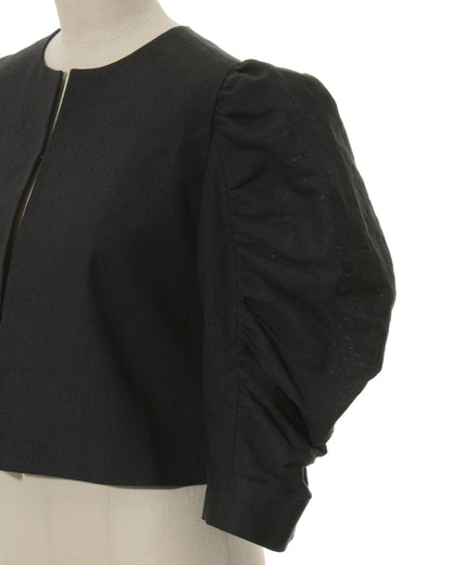 [SOLD OUT] Cotton linen short jacket &amp;lt;Black&amp;gt;