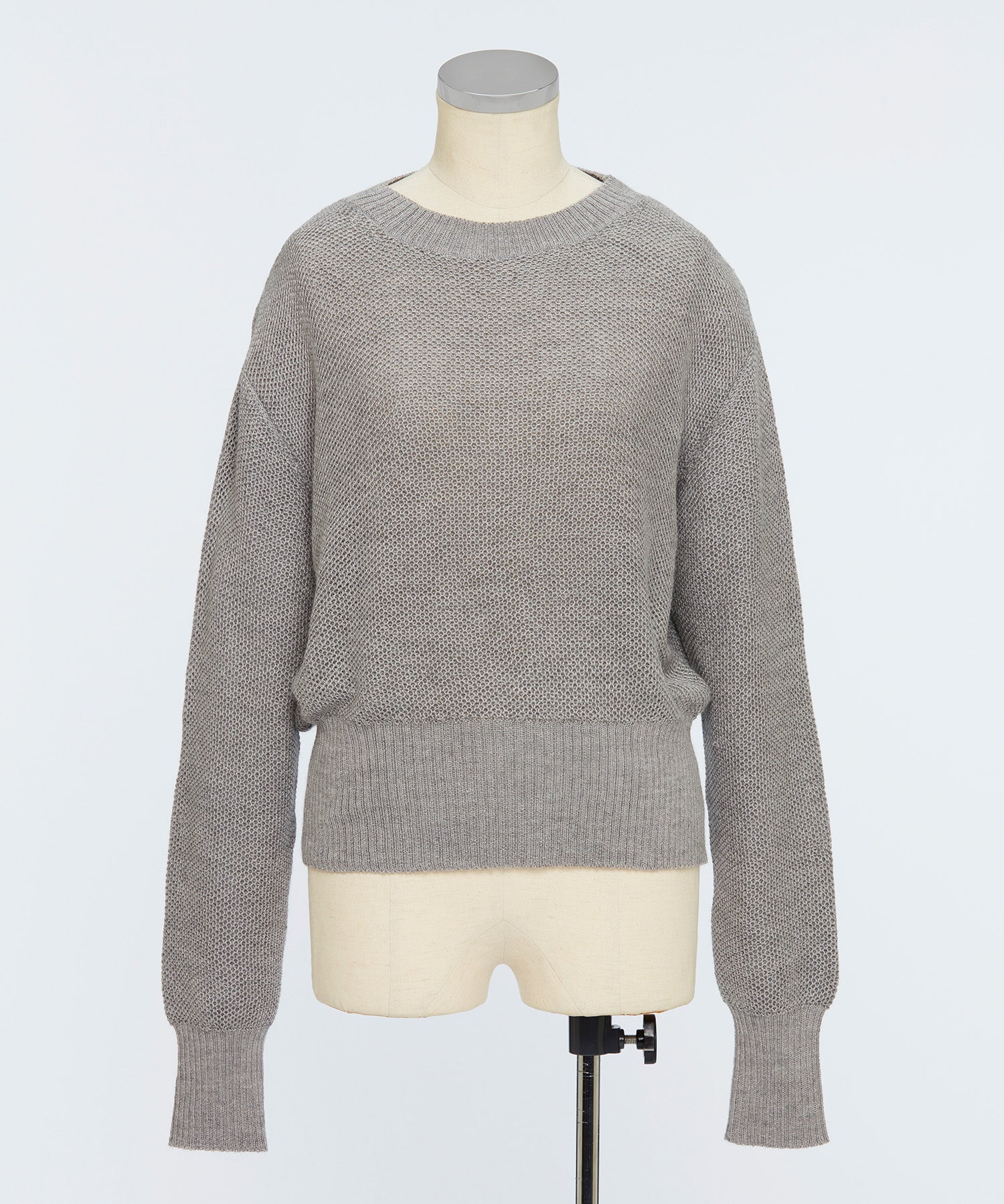 ＜TOQUE＞アルパカシルクハニカムメッシュニット＜グレー＞