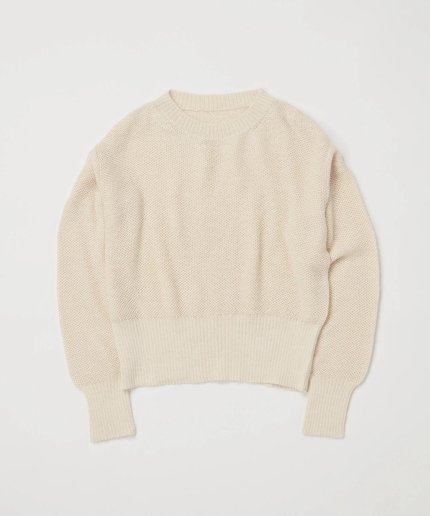 ＜TOQUE＞アルパカシルクハニカムメッシュニット＜オフホワイト＞