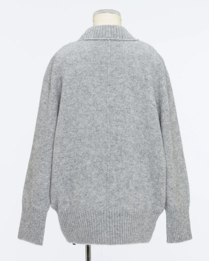 ＜TOQUE＞アルパカウール縮絨ニットカーディガン＜グレー＞