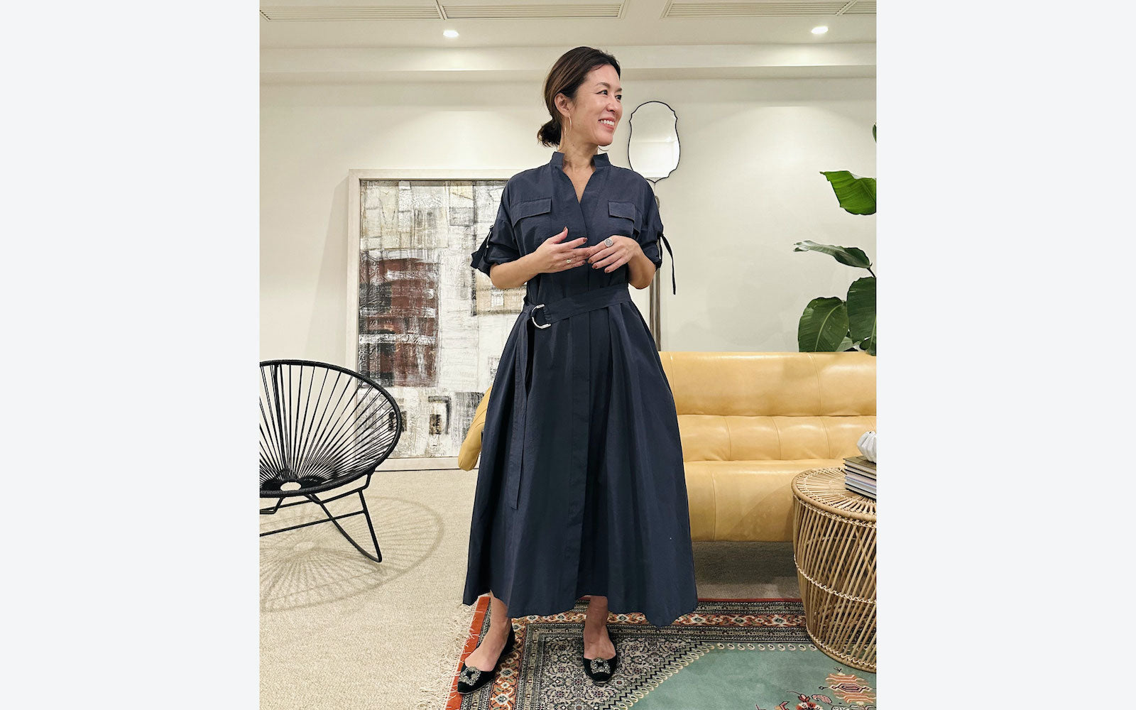 大草直子さん AMARC オリジナル ベルテッドオールインワン　ネイビー 大草直子さん AMARC オリジナル ベルテッドオールインワン（完売品