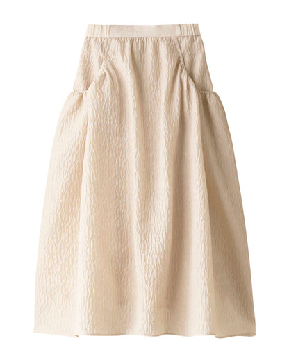 Jacquard Gathered Skirt &amp;lt;Beige&amp;gt;