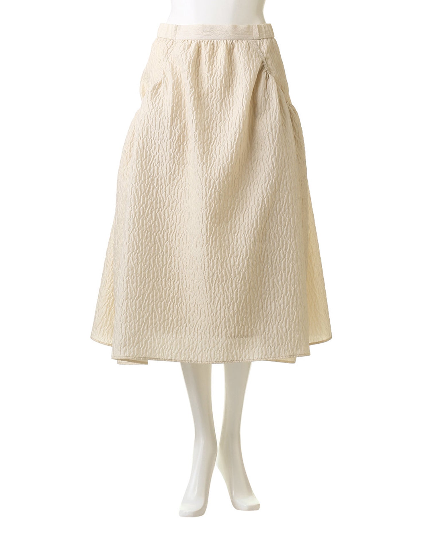 Jacquard Gathered Skirt &amp;lt;Beige&amp;gt;